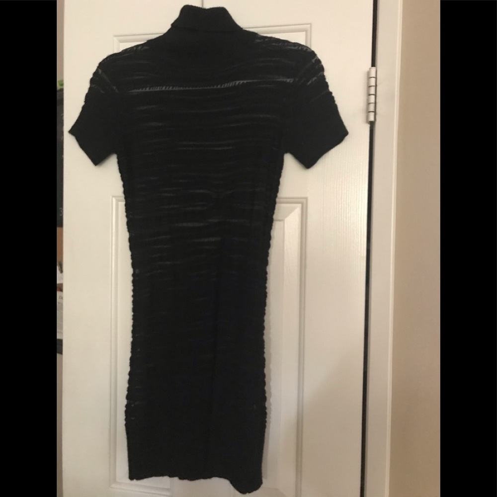 Black short sleeve sheer dress